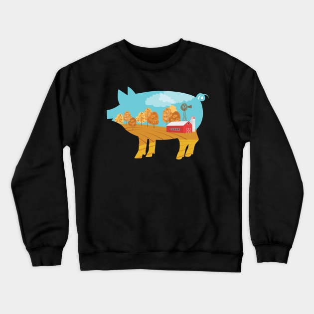 Farm Double Exposure Crewneck Sweatshirt by SWON Design